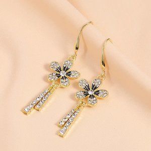 3/$35 Gold Crystal Flower Dangle Earrings Sparkly Rhinestone Drop Jewelry